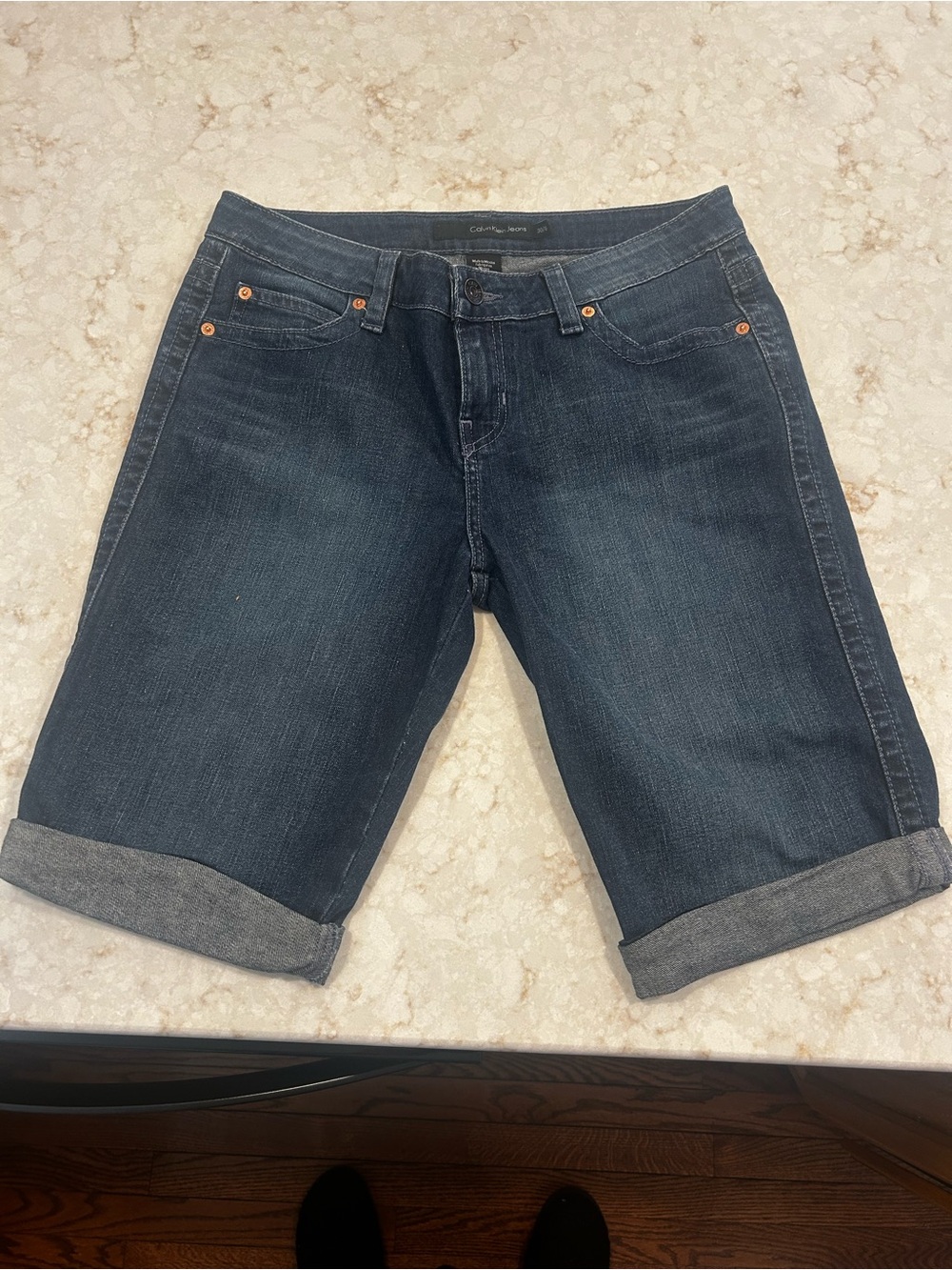 Retro Vintage Calvin Klein Dark Blue Denim Jean Shorts Size 30/10